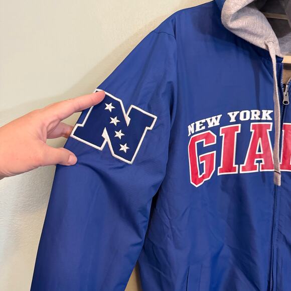 New York Giants NFL Hoodie Jacket Mens M Blue Gray Full Zip Hooded Reversible - Picture 12 of 13